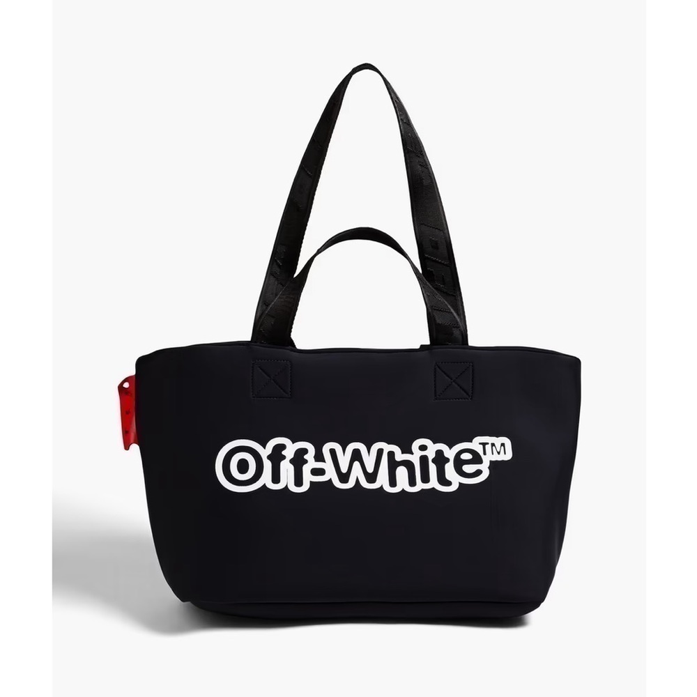 Off-White c/o Virgil Abloh.Women's Black Commercial Printed Neoprene Tote. NWT